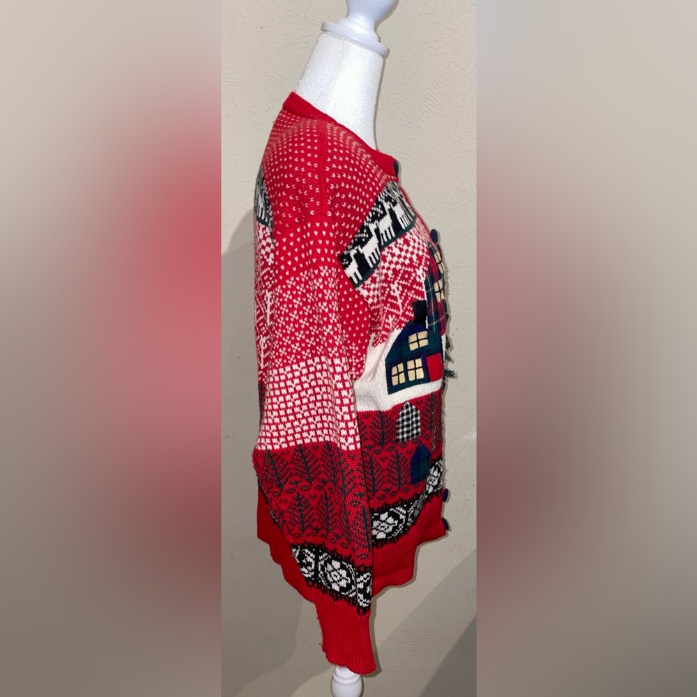 Susan Bristol Vintage 1991 Women’s Size M Cabin Christmas Sweater Cardigan Isle - Picture 7 of 12